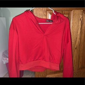 Red cropped hoddie